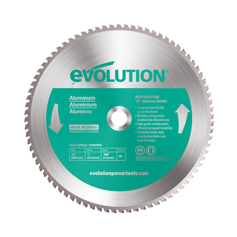 Evolution 12 in. 80T, 1 in. Arbor, Tungsten Carbide Tipped Aluminum and Non-Ferrous Metal Cutting Blade