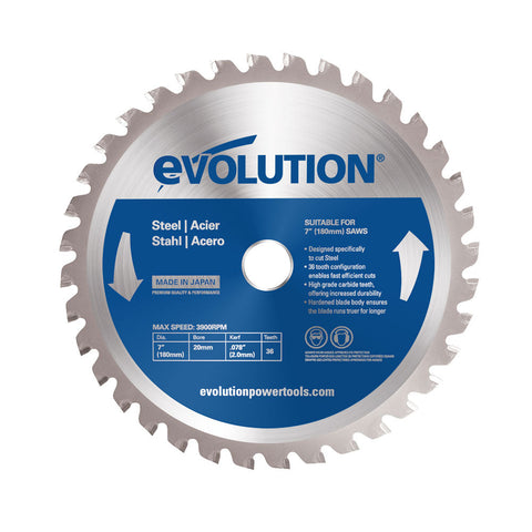 Evolution 7 in. 36T, 25/32 in. Arbor, Tungsten Carbide Tipped Mild Steel and Ferrous Metal Cutting Blade