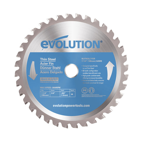 Evolution 7-1/4 in. 68T, 25/32 in. Arbor, Tungsten Carbide Tipped Thin Steel and Ferrous Metal Cutting Blade