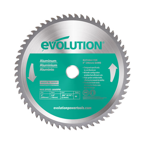 Evolution 8 in. 60T, 25/32 in. Arbor, Tungsten Carbide Tipped Aluminum and Non-Ferrous Metal Cutting Blade