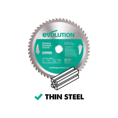 Evolution 9 in. 80T, 1 in. Arbor, Tungsten Carbide Tipped Aluminum and Non-Ferrous Metal Cutting Blade