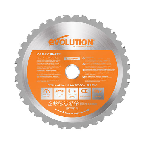Evolution 9 in. 26T, 1 in. Arbor, Tungsten Carbide Tipped Multi-Material Cutting Blade