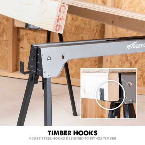 Evolution Folding Metal Saw Horse / Trestle Work Stand Twin-Pack