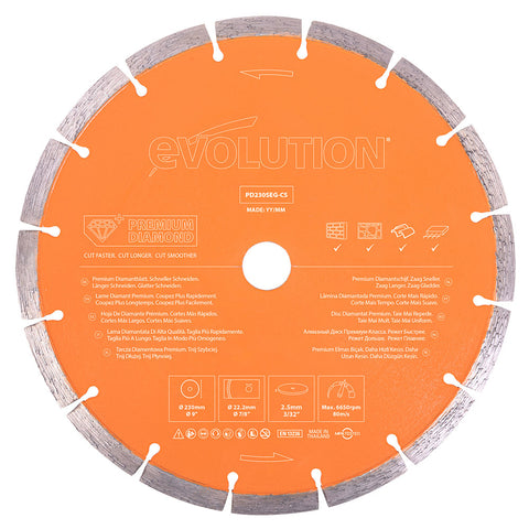 Evolution 9 in., Segmented Edge with High Diamond Concentration, 7/8 in. Arbor, Premium Diamond Blade