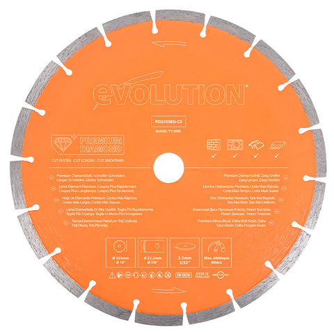 Evolution 10 in., Segmented Edge with High Diamond Concentration, 7/8 in. Arbor, Premium Diamond Blade