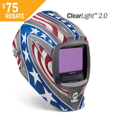 Miller 288420 Stars & Stripes Welding Helmet w/ ClearLight 2.0 Lens, Digital Infinity Series