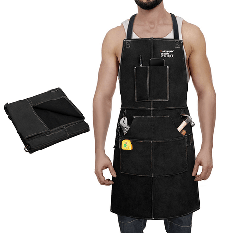 Heavy Duty Thick Leather Welding Apron/Heat Resistant Multi-Function Apron