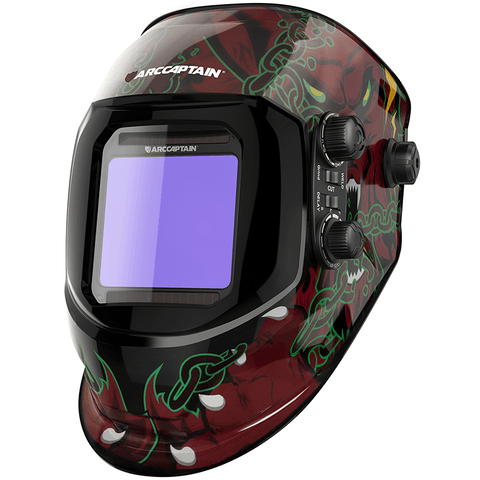 Large Viewing Screen Auto Darkening Welding Helmet 3.94"X3.66" Wolf Design True Color Welding Mask
