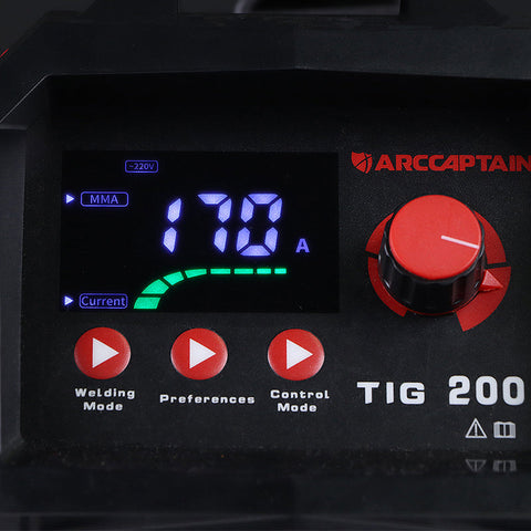 ARCCAPTAIN TIG200 TIG/Stick Welder High Frequency Arc Start, 200A DC, 120/230V