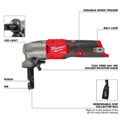 Milwuakee 2476-20 M12 FUEL Lithium-Ion Cordless 16 Gauge Variable Speed Nibbler (Tool Only)