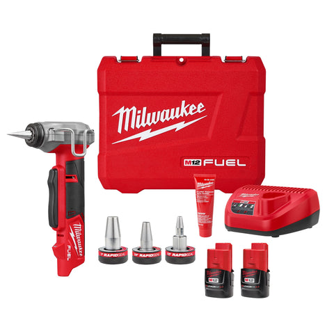 Milwaukee 2532-22 M12 FUEL Lithium-Ion Brushless Cordless ProPEX Expander Kit w/ 1/2"-1" RAPID SEAL ProPEX Expander Heads, 2.0 Ah