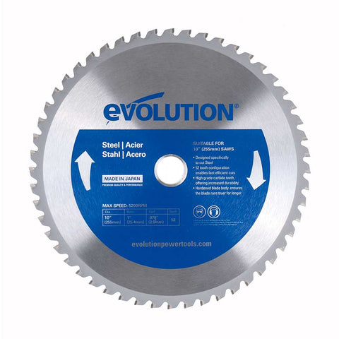 Evolution 10 in. 52T, 1 in. Arbor, Tungsten Carbide Tipped Mild Steel and Ferrous Metal Cutting Blade