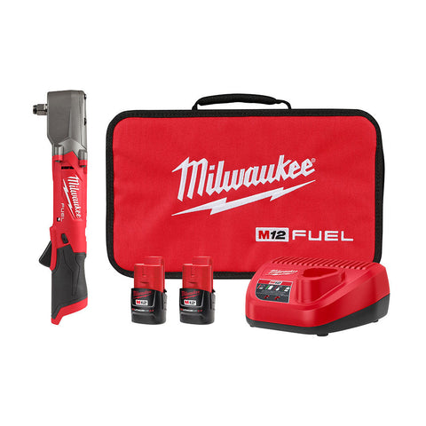 Milwaukee 2565-22 M12 FUEL Lithium-Ion Brushless Cordless 1/2" Right Angle Impact Wrench w/ Friction Ring Kit, 2.0 Ah