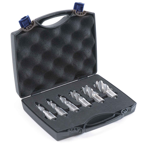 Evolution 6pc 2 in. Depth Annular TCT Mag Drill Cutter Set 11/16 To 1 Inch With 3/4 Inch Weldon Shank