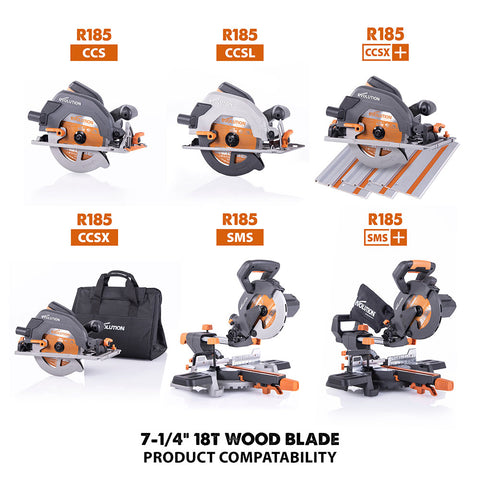 Evolution 7-1/4 in. 18T, 5/8 in. Arbor, Tungsten Carbide Tipped, Standard Course-Cutting Rip Blade For Wood