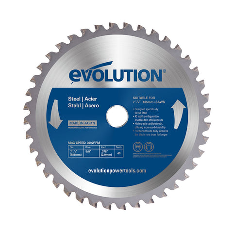 Evolution 7-1/4 in. 40T, 25/32 in. Arbor, Tungsten Carbide Tipped Mild Steel and Ferrous Metal Cutting Blade