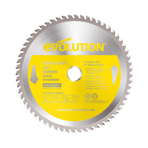 Evolution 9 in. 60T, 1 in. Arbor, Tungsten Carbide Tipped Stainless Steel Cutting Blade