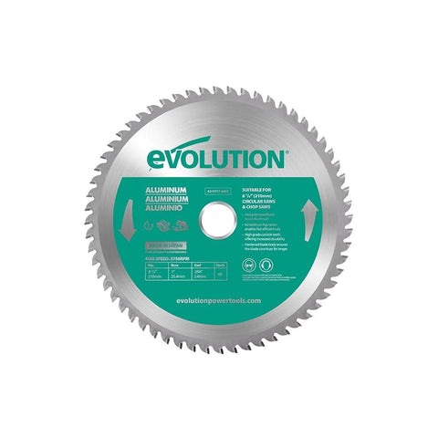 Evolution 8-1/4 in. 60T, 1 in. Bore, Tungsten Carbide Tipped Aluminum and Non-Ferrous Metal Cutting Blade (Fits Circular & Chop Saws)