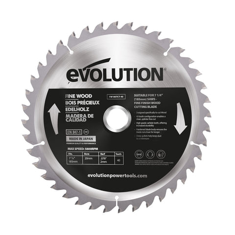 Evolution 7-1/4 in. 40T, 25/32 in. Arbor, Tungsten Carbide Tipped Fine Wood Cutting Blade (Fits Miter Saws)