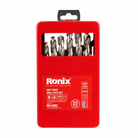 RONIX RH-5582 HSS TWIST DRILL BIT SET, 1-13mm, 25pc