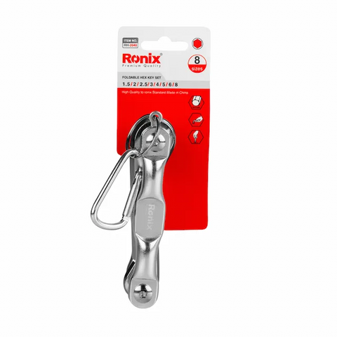 RONIX RH-2040 ALUMINUM FOLDING HEX KEY SET, 8pc, METRIC