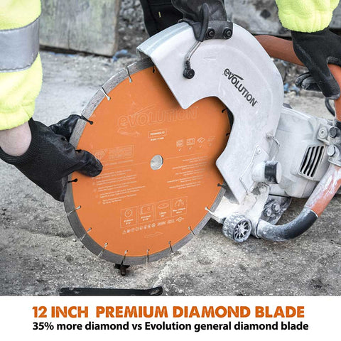 Evolution 12 in., Segmented Edge with High Diamond Concentration, 1 in. Arbor, Premium Diamond Blade