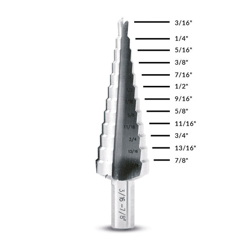 Evolution SD-12 3/16 to 7/8 in. Straight Flute Step Drill