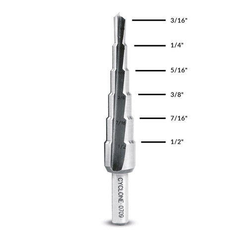 Evolution SD-6 3/16 to 1/2 in. Straight Flute Step Drill Bit