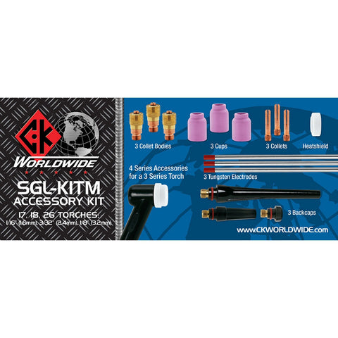 CK Worldwide SGL-KITM 17/18/26 Series High Amperage Stubby Gas Lens Accessory Kit